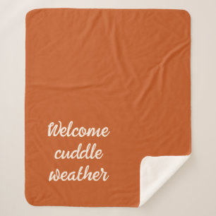 Manta Sherpa Bienvenido clima de abrazo naranja quemada