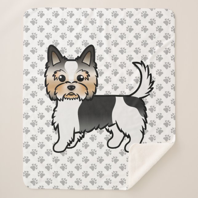 Manta Sherpa Biewer Terrier Yorkie Cute Cartog Perro & Paws (Anverso)