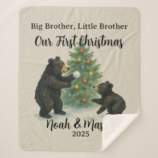 Manta Sherpa Big Brother Little Brother Bear Custom Christmas