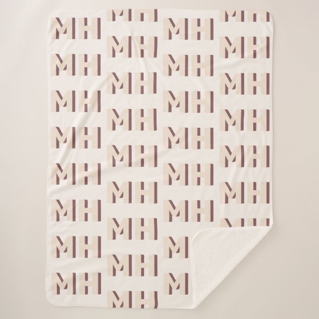 Manta Sherpa Big Initials Shadow Font Modern Monograma Neutral (Anverso)