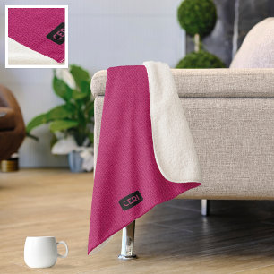 Manta Sherpa Big Knitt Stitch Look - Cerise Pink own Initials