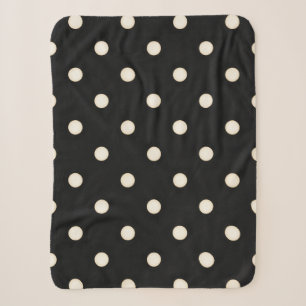 Manta Sherpa Big Polka puntos blancos y negros antiguos