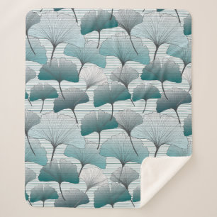 Manta Sherpa Biloba de gingko patrón de colores azul sin fisur