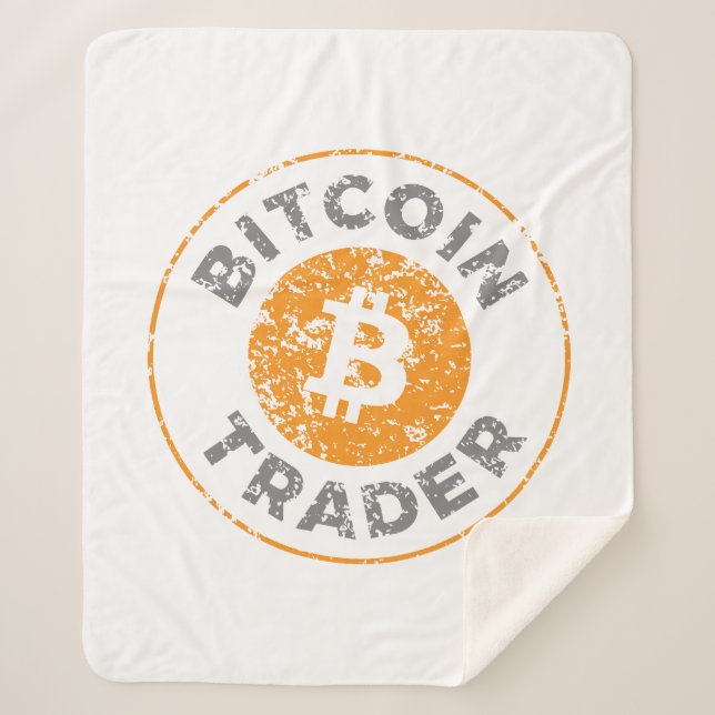 Manta Sherpa Bitcoin Trader Grunge Text Circle Esquema Blanco (Anverso)