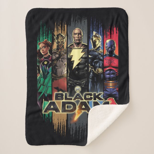 Manta Sherpa Black Adam Characters In Stripes Graphic (Anverso)
