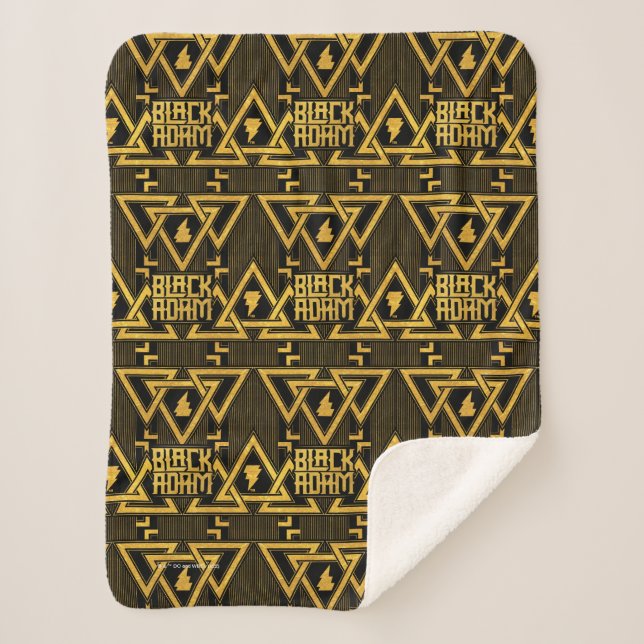 Manta Sherpa Black Adam Lightning Bolt Triangular Pattern (Anverso)