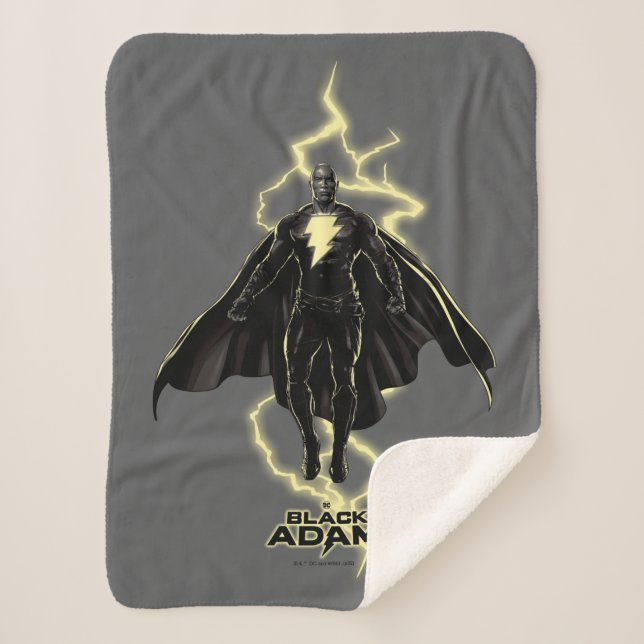 Manta Sherpa Black Adam Lightning Silhouette Graphic (Anverso)