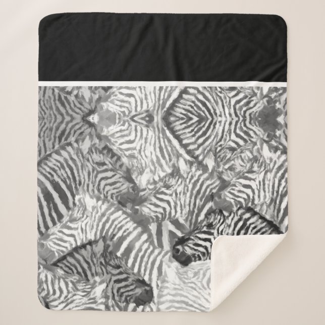 Manta Sherpa Black and White Abstract Zebra Art (Anverso)