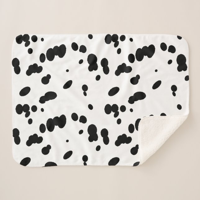 Manta Sherpa Black and White Dalmatian Spots Dog Fur  (Anverso (horizontal))
