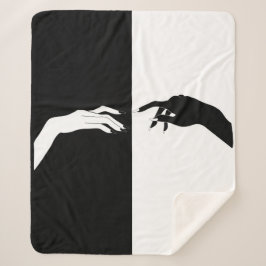 Manta Sherpa Black and White Hands Modern Line Art