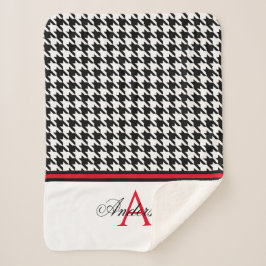 Manta Sherpa Black Houndstoth Personalizado