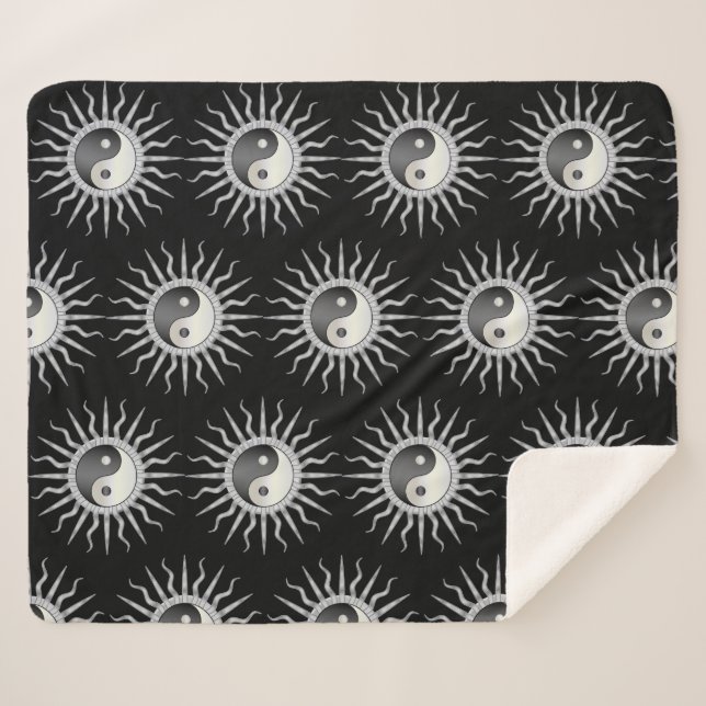 Manta Sherpa Black Starburst Yin Yang (Anverso (horizontal))