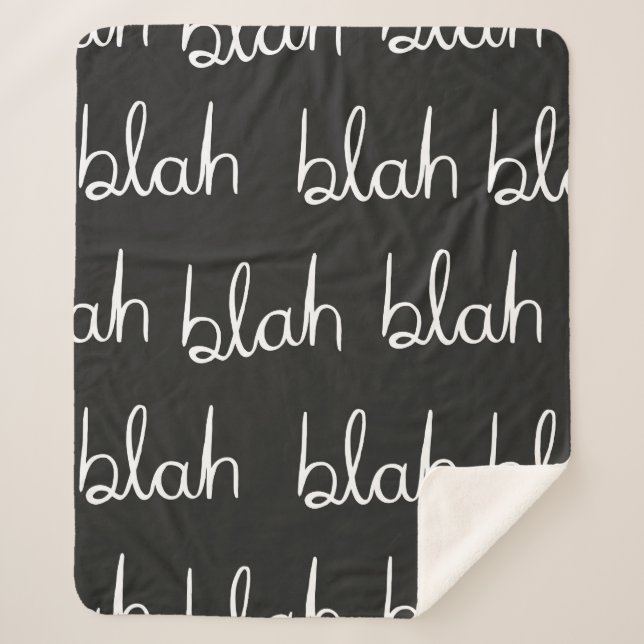 Manta Sherpa Blah blah patrón sin fisuras.  (Anverso)