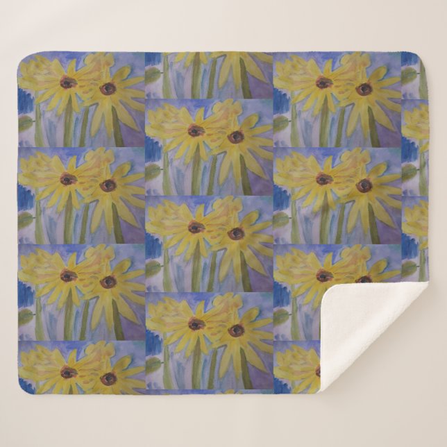 Manta Sherpa Blancanato de girasoles amarillo veraniego (Anverso (horizontal))