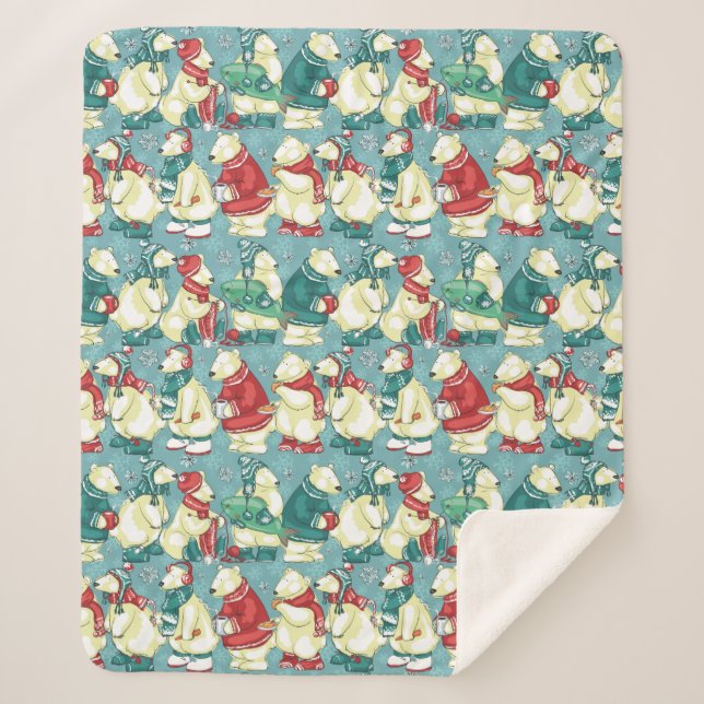 Manta Sherpa Blancanato de oso polar adorable Sherpa (Anverso)