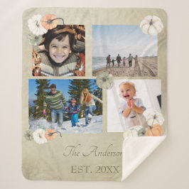 Manta Sherpa Blancas rusticas otoñales, calabazas Naranjas pers