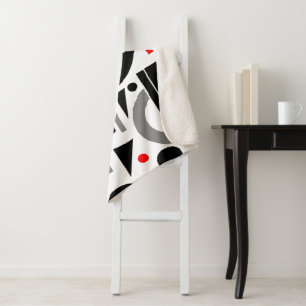 Manta Sherpa Blanco negro gris oscuro abstracto moderno