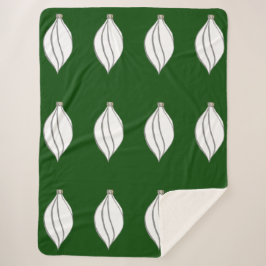 Manta Sherpa Blanco y plata ornamento verde Sherpa Blanket