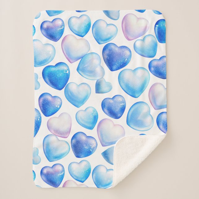 Manta Sherpa Blanda Sherpa Blue Heart (pequeña) (Anverso)