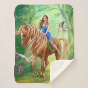 Manta Sherpa Blanket Fantasy Unicorn y hada