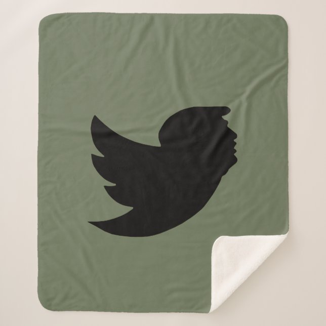 MANTA SHERPA BLANQUETA SHERPA - DISEÑO DE AVES T - VERDE/NEGRO (Anverso)