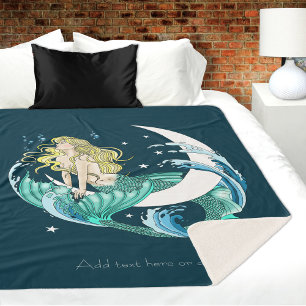 Manta Sherpa Blonde Mermaid Moon Fantasy Art Deco