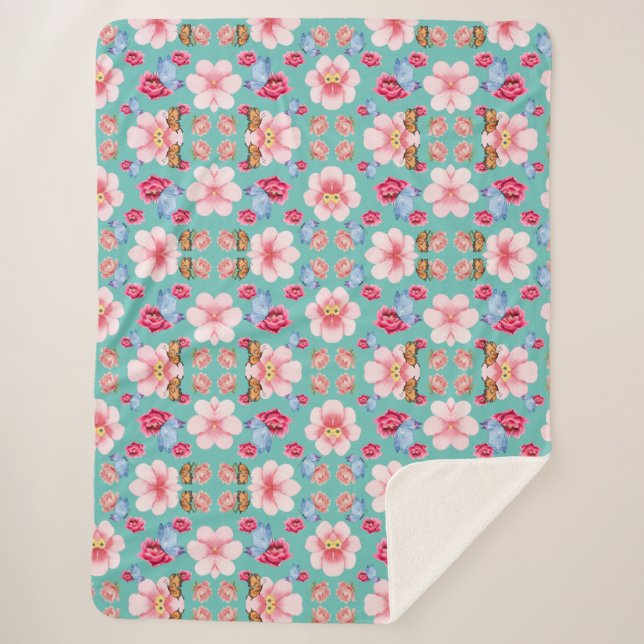 Manta Sherpa Blooming flower garden (Anverso)