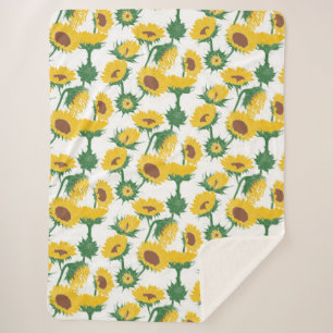 Manta Sherpa Bloque de madera Imprimir amarillo girasol