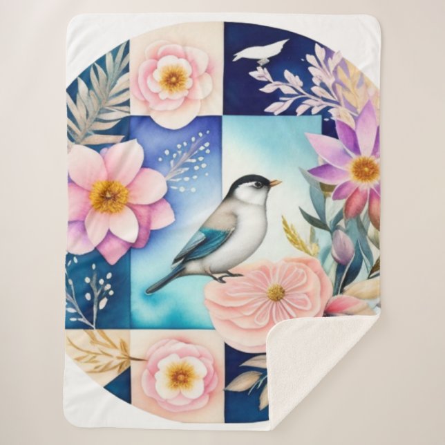 Manta Sherpa Blossom & Bird  (Anverso)