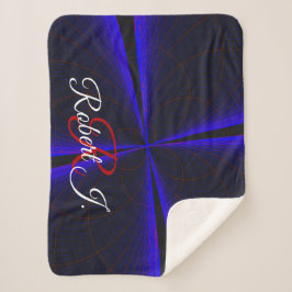 Manta Sherpa Blue Accent Clover Leaf Geometric Sherpa Blanket