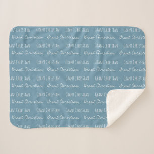 Manta Sherpa Blue Baby Boy Blanket Nombre personalizado repetid