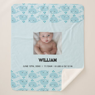Manta Sherpa Blue Baby Boy Nombre Nacimiento Fecha de nacimient