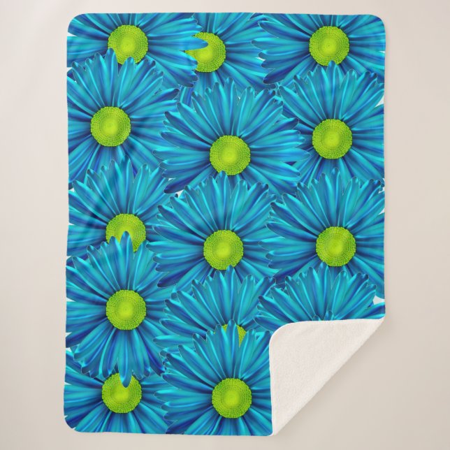 Manta Sherpa Blue Daisies Sherpa Blanket (Anverso)
