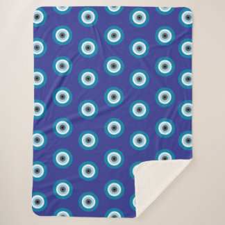 Manta Sherpa Blue Evil Eye Blanket