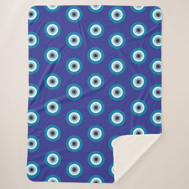 Manta Sherpa Blue Evil Eye Blanket (Anverso)