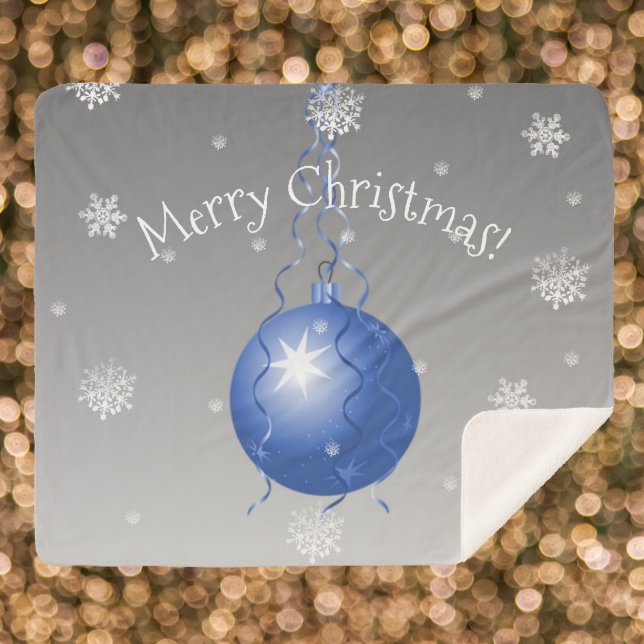 Manta Sherpa Blue Fancy Christmas Ornamet Sherpa Blanket (Blue Fancy Christmas Ornament Sherpa Blanket)