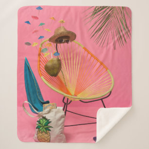 Manta Sherpa Blue flip-flop beside chair
