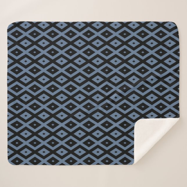 Manta Sherpa Blue grey and black diamond pattern (Anverso (horizontal))