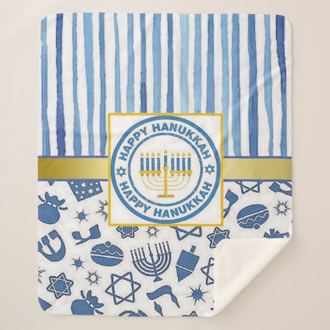 Manta Sherpa Blue Hanukkah (Anverso)