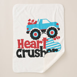 Manta Sherpa Blue Monster Truck Heart Crusher Valentine