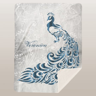 Manta Sherpa Blue Peacock Personalizado Sherpa Blanket
