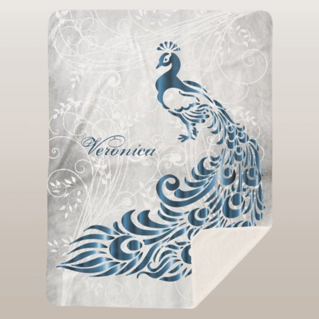 Manta Sherpa Blue Peacock Personalizado Sherpa Blanket (Blue Peacock Personalized Sherpa Blanket)