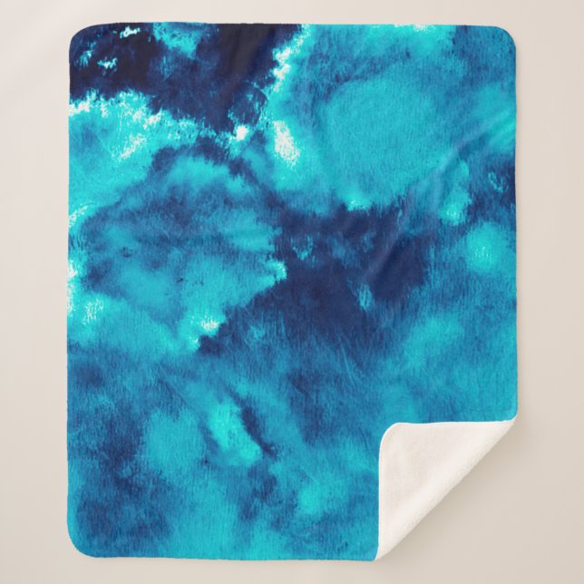 Manta Sherpa Blue Phantom Fashion Patterns Dirty Plash Watercol (Anverso)