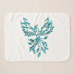Manta Sherpa Blue Phoenix Rising en Blanco