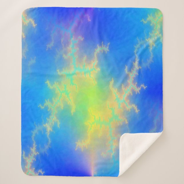 Manta Sherpa Blue Sky y Golden Yellow Lightning Bolts (Anverso)