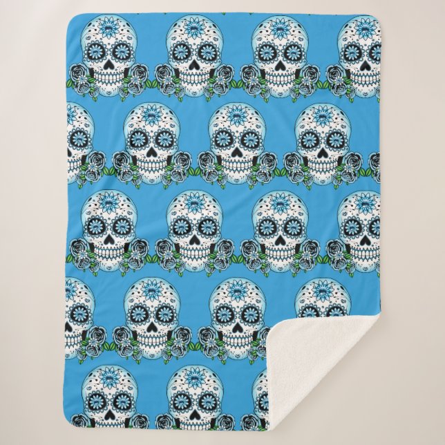Manta Sherpa Blue Sugar Skull (Anverso)