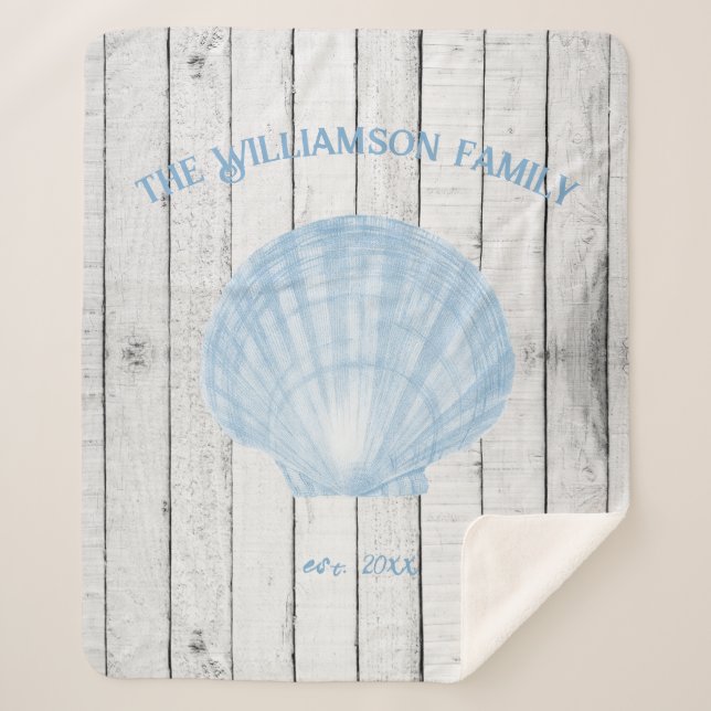 Manta Sherpa Blue Vintage Scallop Shell Sherpa Blanket (Anverso)