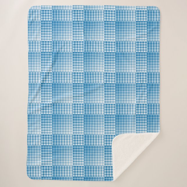 Manta Sherpa Blue White Checker Abstract Pattern (Anverso)