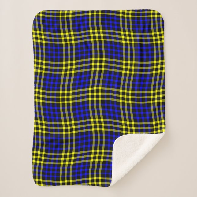 Manta Sherpa Blue Yellow Plaid Checker Seamless Pattern (Anverso)