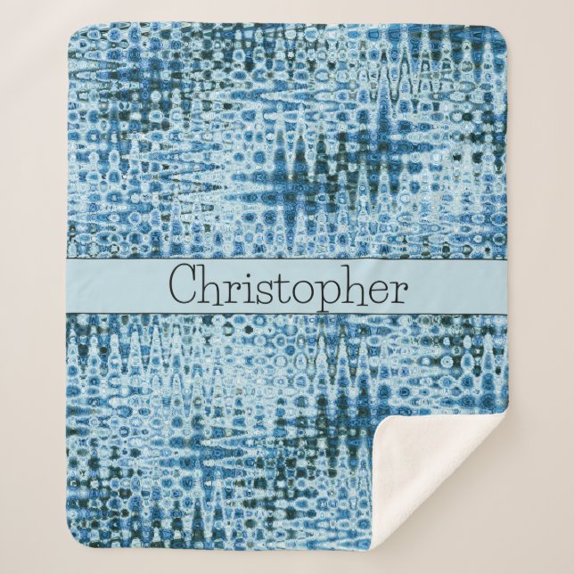 Manta Sherpa Blues abstractos personalizados (Anverso)